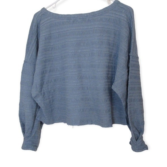 We The Free Sweater Top Calissa Hacci Blue Size Medium - Picture 4 of 10